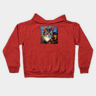 Portrait of a Patchwork Cat Kids Hoodie